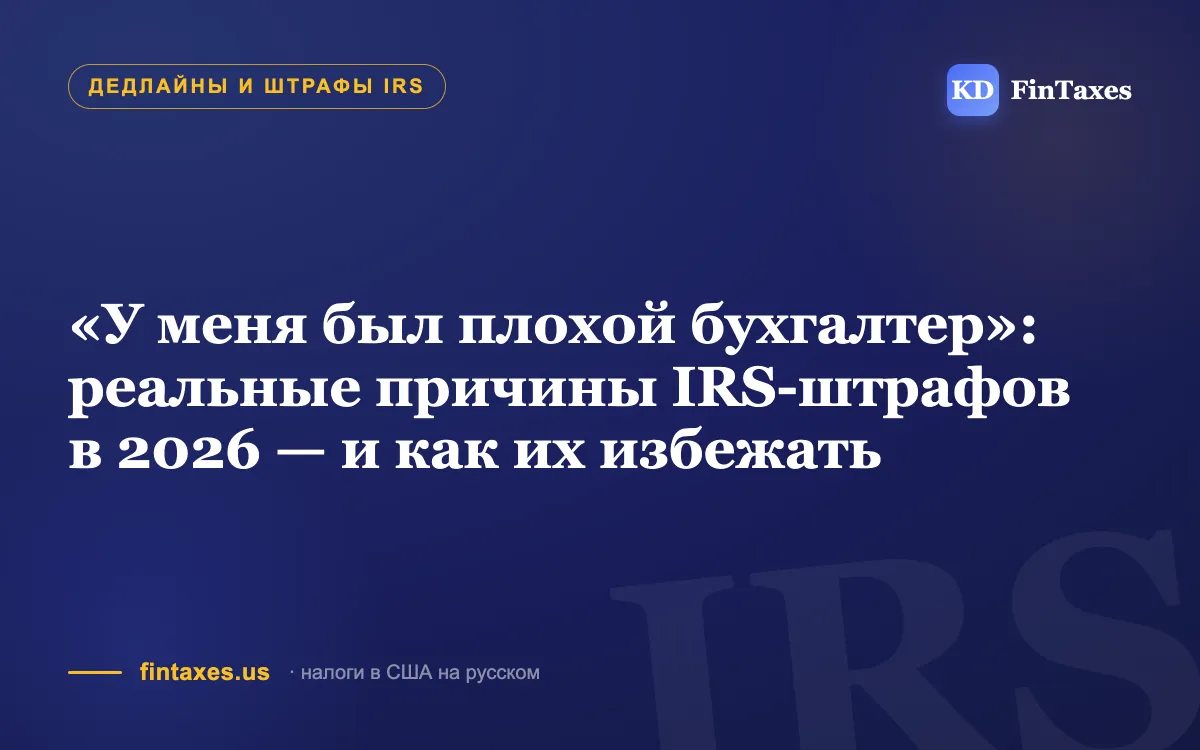 «У меня был плохой бухгалтер»: реальные причины IRS-штрафов в 2026 — и как их избежать