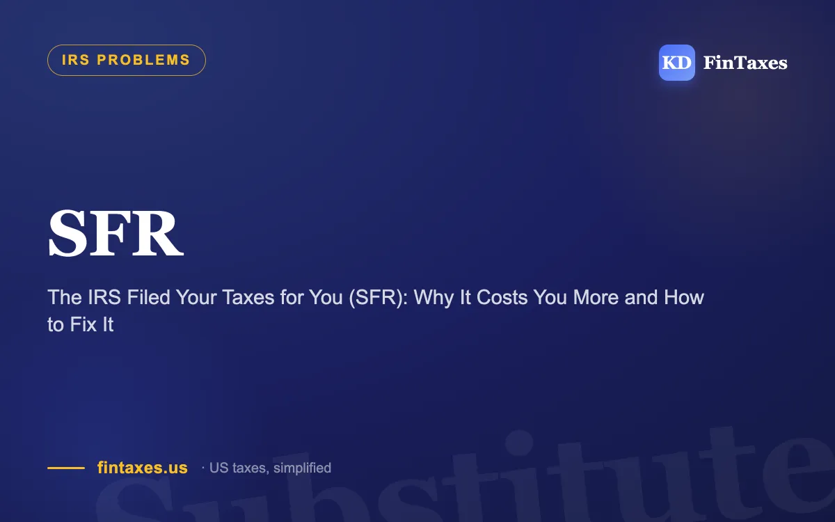 The IRS Filed Your Taxes for You (SFR): Why It Costs You More and How to Fix It