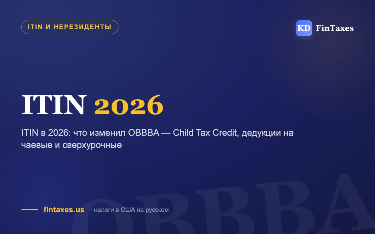 ITIN в 2026: что изменил OBBBA — Child Tax Credit, дедукции на чаевые и сверхурочные