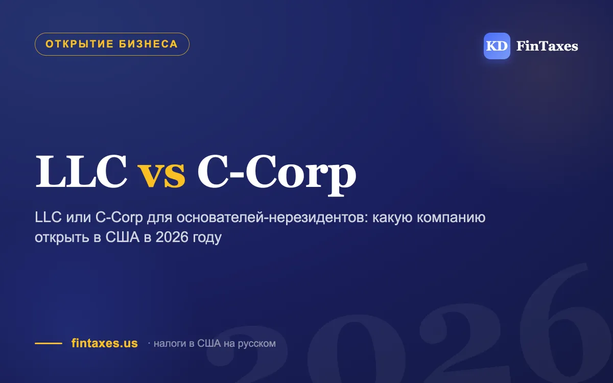 LLC или C-Corp для основателей-нерезидентов: какую компанию открыть в США в 2026 году